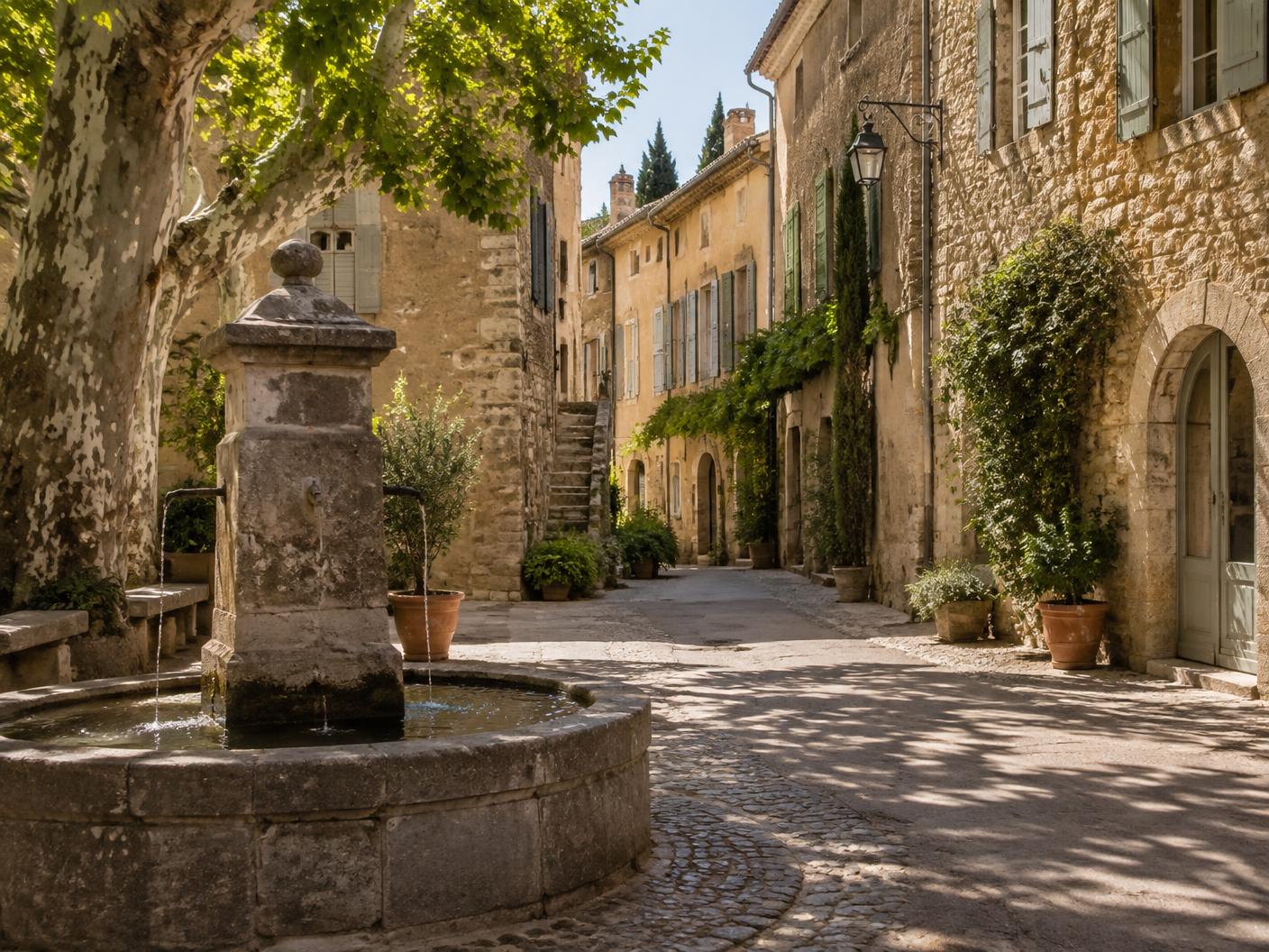 Village de Provence et sa fontaine
